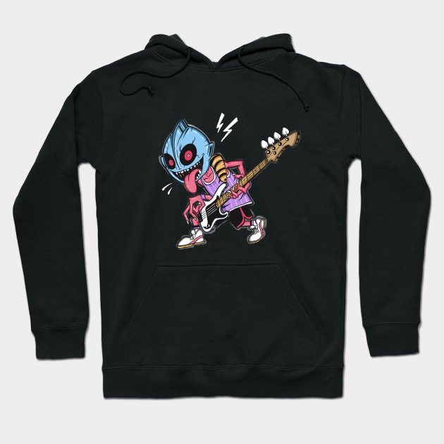 ultra man play bass Hoodie by Paundra